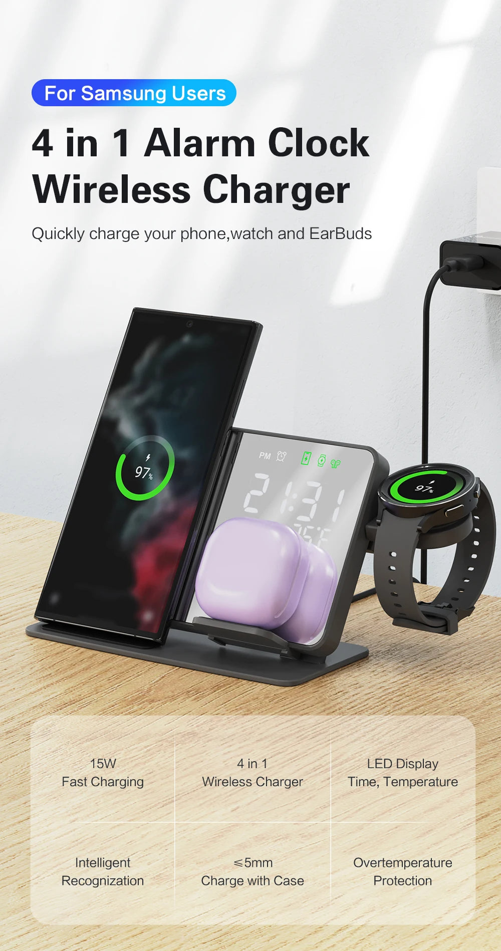 Multifunctional 4 in 1 Wireless Charger Station _ FREE ADAPTER