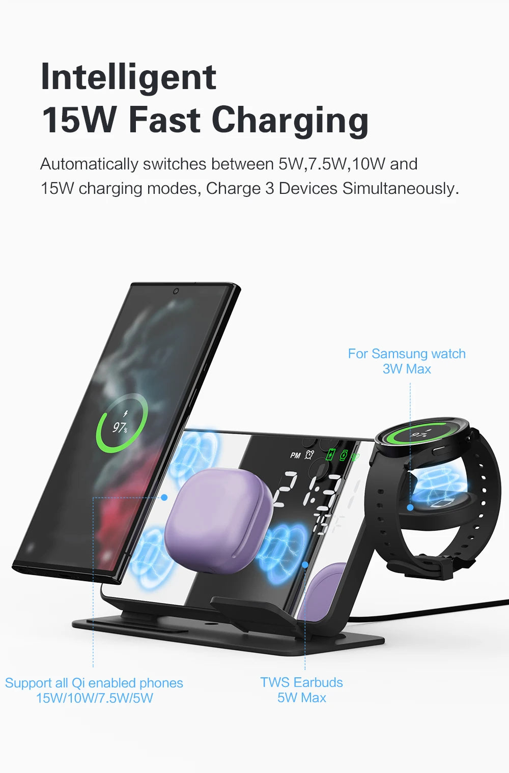 Multifunctional 4 in 1 Wireless Charger Station _ FREE ADAPTER