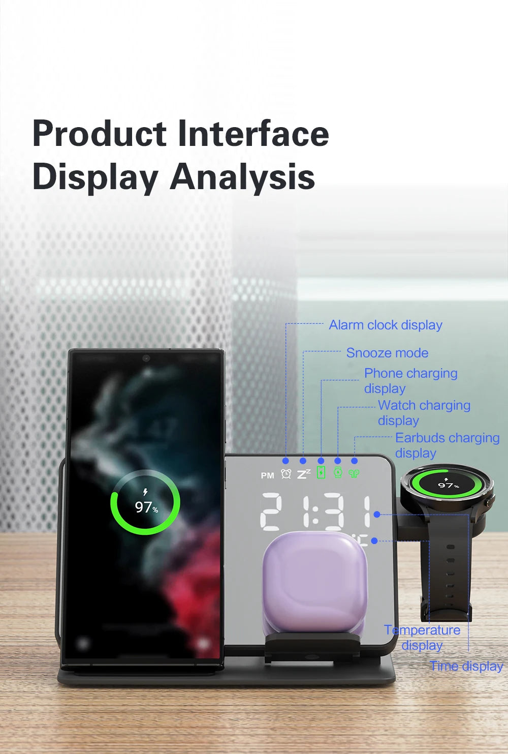Multifunctional 4 in 1 Wireless Charger Station _ FREE ADAPTER